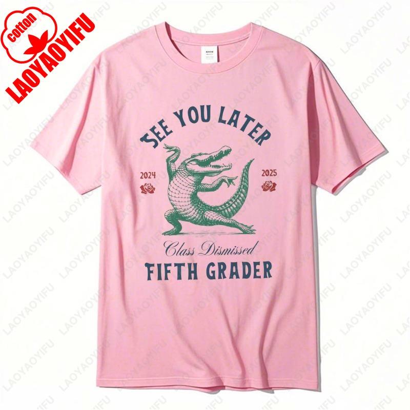 

Dancing Crocodile School Out for Summer TShirt Happy Last Day See You Later of Tops End of The Year Camisetas All Match Cute Tee 4XL
