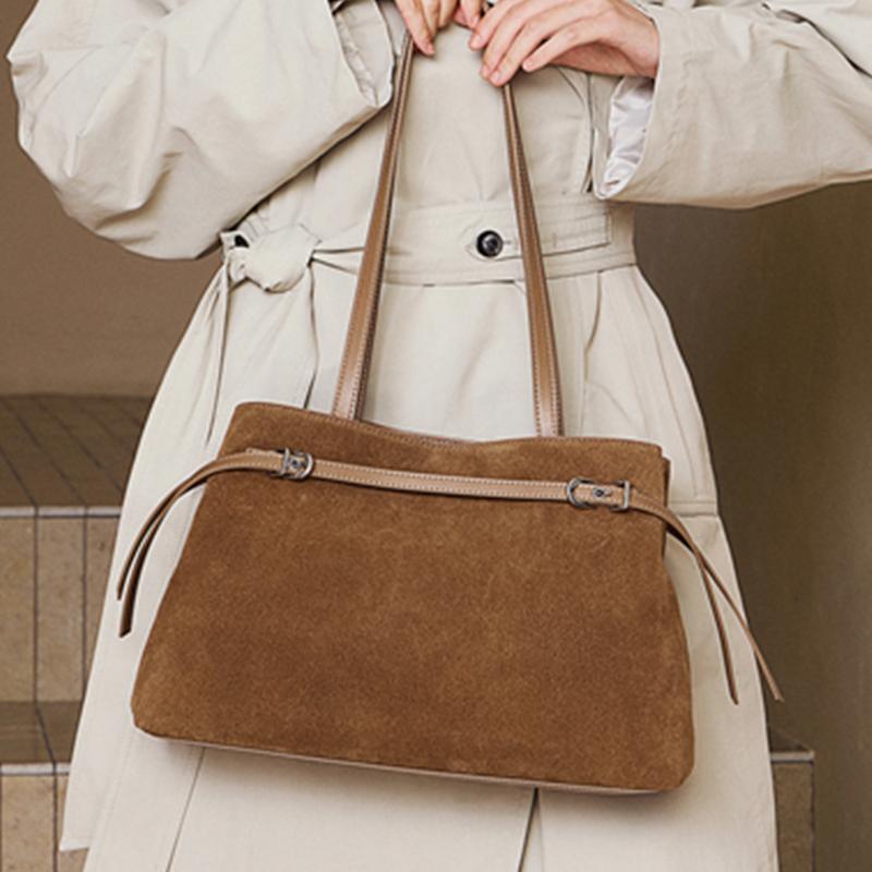 Hifashion Cowhide Suede Genuine Leather Large Tote Shoulder Bags For Women 2026 Luxury Designer Matte Shopping Ladies Handbags