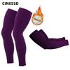 2024 CINESSD Black Winter Outdoor Cycling Arm Warmer MTB Bicycle Running Racing MTB Bike Leg Sleeve Fleece Leg Protection Cover