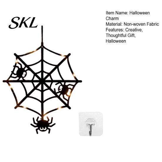 Halloween Home Decorations Pumpkin Hanging Decor, Non-Woven Ghost Ornament with Light String, Spooky Party Door Wall Decor for Scene, Trick