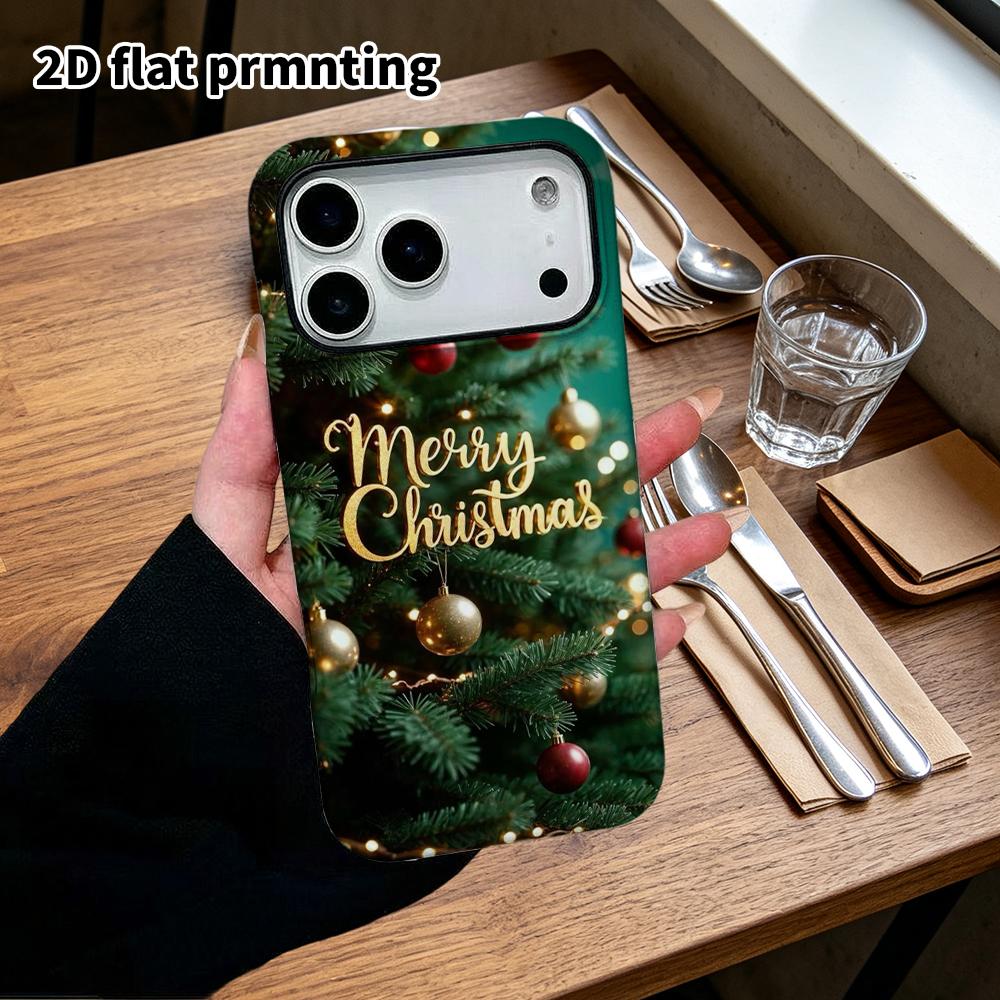 Phone Case: 2D Flat Design Suitable for iPhone 18, 17, 16, 15, 14, 13 Pro Film Protective Case, Couple Style, Vintage Green Tone, Christmas and Hallow