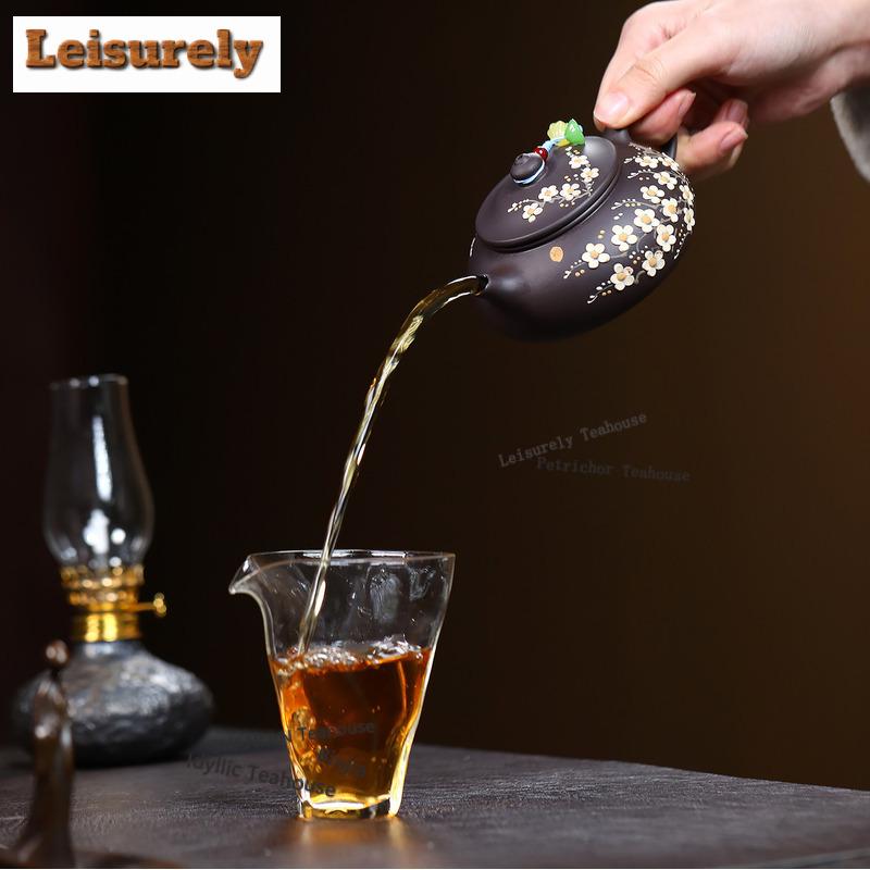 190ml Yixing Purple Clay Teapots Handmade Plum blossom Pot Raw Ore Black Mud Tea Soaking Kettle with Filter Zisha Tea Set craft