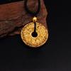 Gold Color Necklace with Ancient Buddhist Eight Treasures and Safe Buckle Pendant for Men and Women
