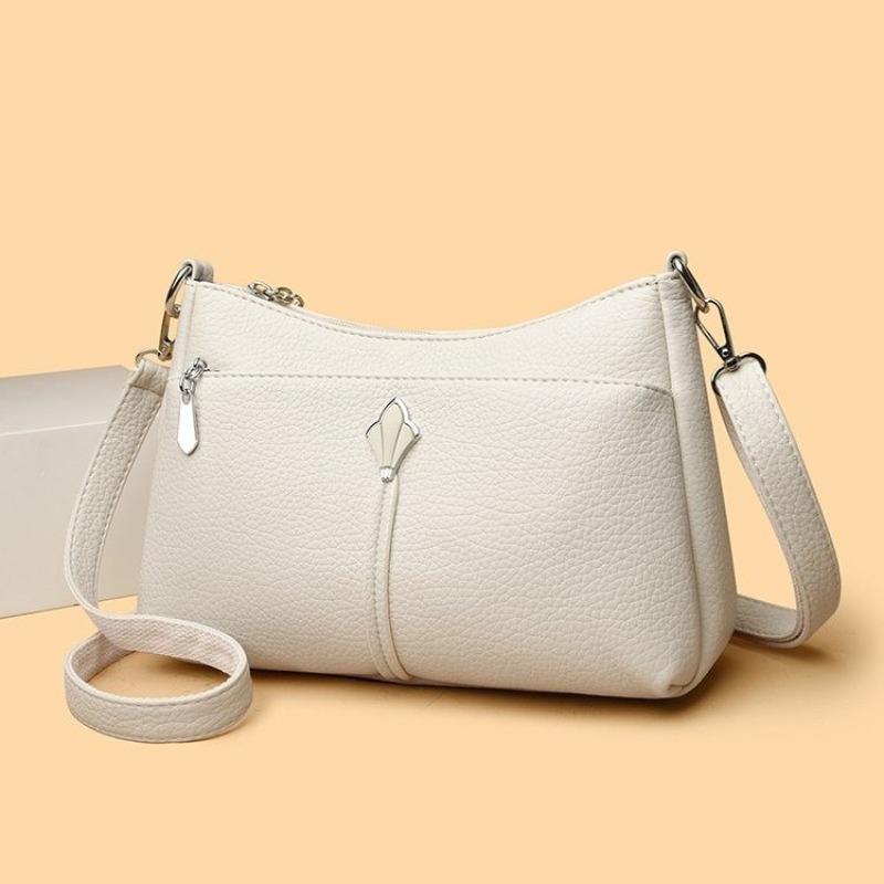 Populární módní texturovaná taška pro maminky, Jednoramenná crossbody taška z měkké kůže s vícevrstvým designem pod paži