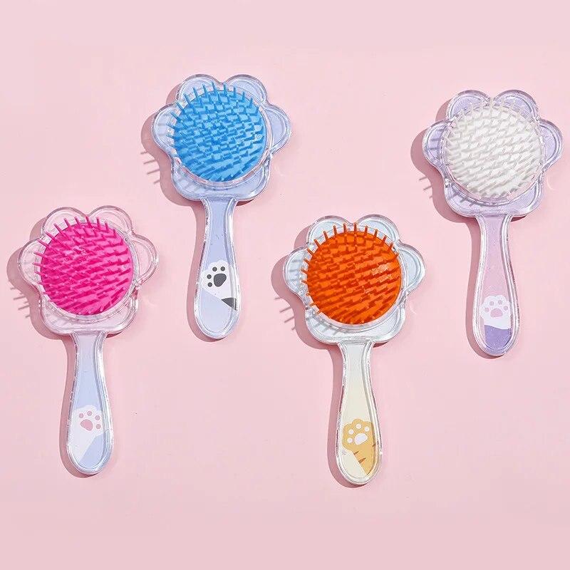 Children Anti-static Hair Brush Entangle Detangling Combs Cute Cartoon Cat Paw Air Cushion Massage Comb Salon Hair Styling Tools