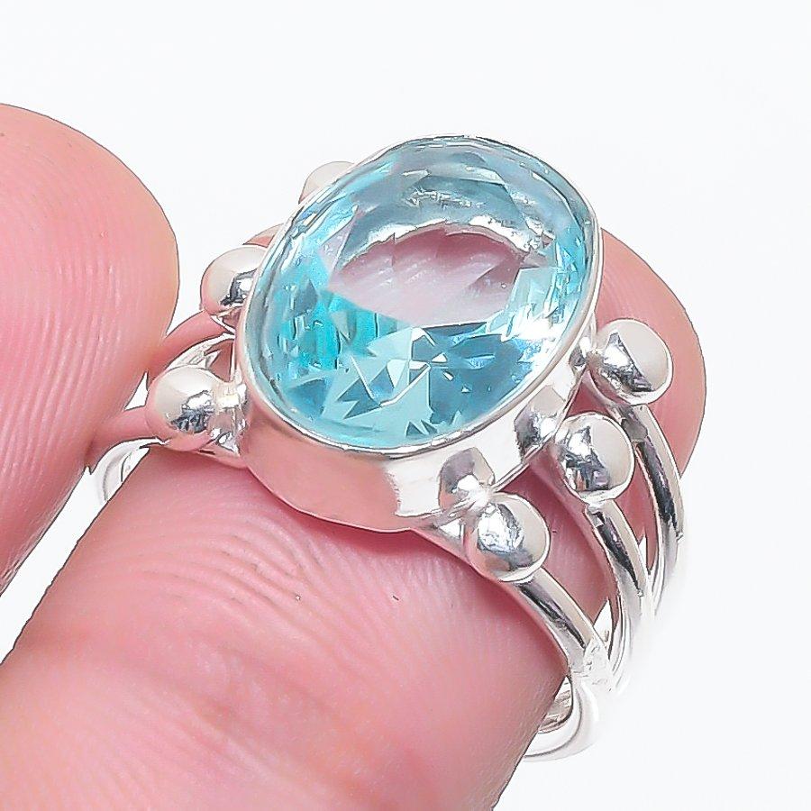 

Natural Swiss Blue Topaz Gemstone 925 Sterling Silver Jewelry Ring Size 7 AR-16241