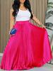Women's Large Size High Waist Pleated Long Skirt - European & American Style
