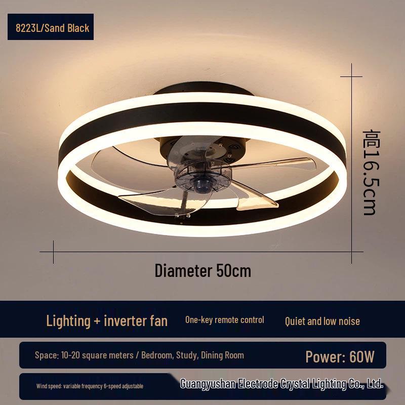 20-Inch Modern Crystal Ceiling Fan with App-Controlled Smart Remote