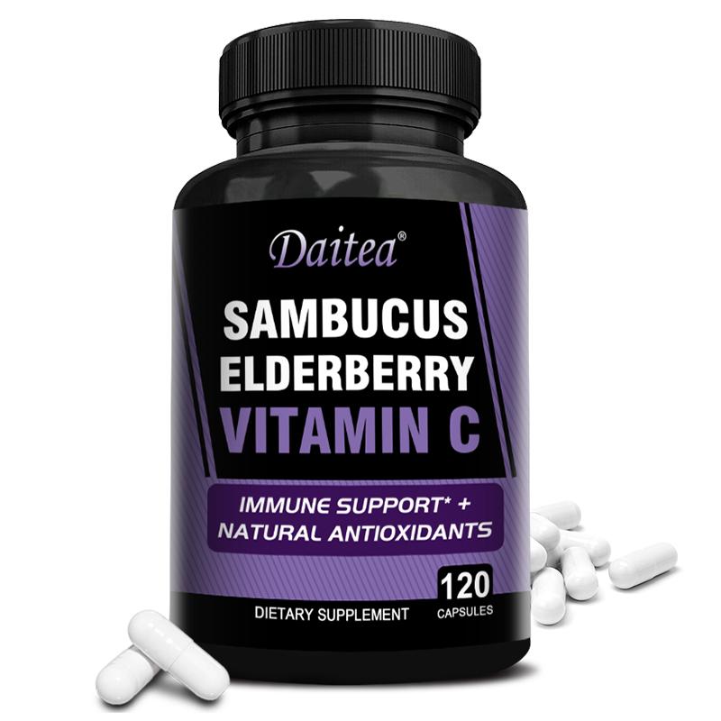 Elderberry Dietary Supplement, With Vitamin C, Zinc, 120 Capsules Per Bottle 120 Capsules