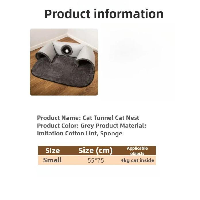 New U-shaped tunnel cat bed with removable and washable cat bed fun cat mat for hide seek suitable for all seasons pet supplies