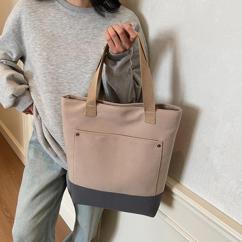 Women's Bag 2025 New Korean Version Single Shoulder Ins Canvas Bag Fashionable Simple Large Capacity Women's Portable Tote Bag