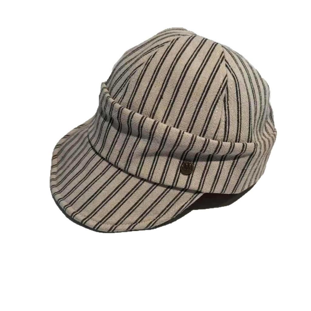 Striped Casual Beret Hat Women Lightweight Sun Protection Cap For Outdoor Use