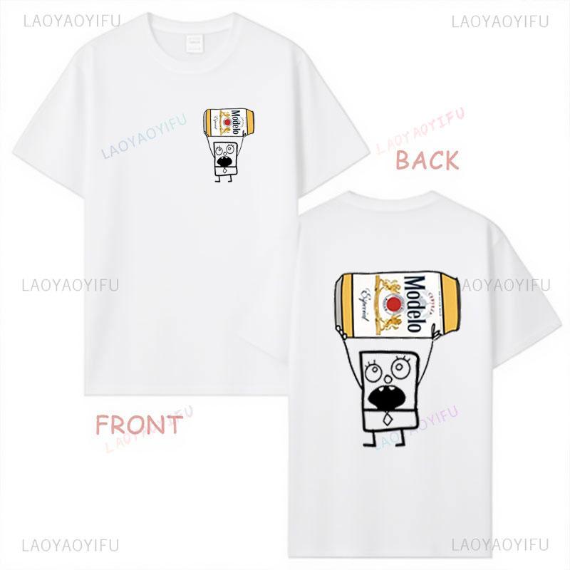 

Doodlebob Modelo Beer Essential T-shirt 100% Cotton Short Sleeve Casual Funny Graphic Tee Humor Cute Streetwear Harajuku Mexico S разноцветный