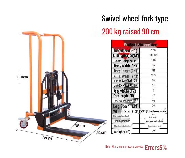 Yuzhe Manual Mini Forklift: Small Hydraulic Pallet Jack Stacker for Households