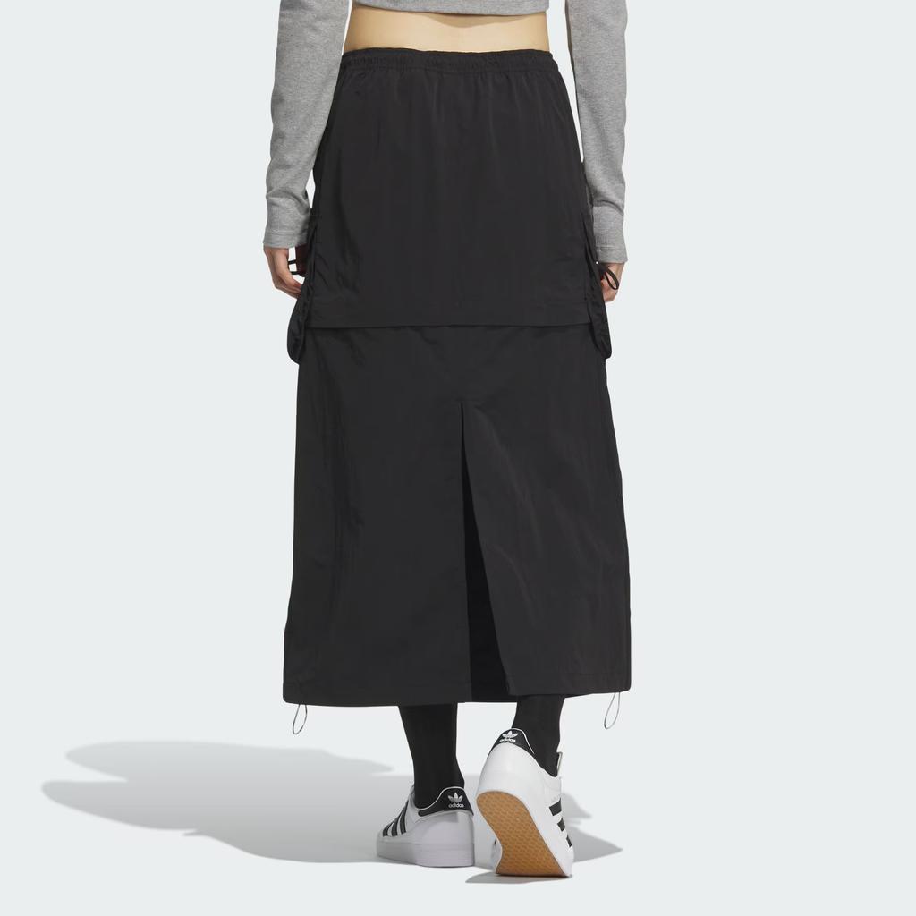 Adidas Originals Cargo Fashion Simple Loose Lace-Up Multi-Pocket Work Skirt Women Skirts Black KB8962