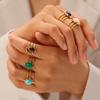 European and American Retro Turquoise 18K Gold Stainless Steel Ring for Women – Non-fading Jewelry