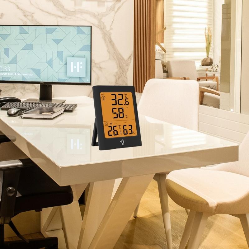 Temperature Humidity Detector Indoor Outdoor LCD Display Waterproof Electronic Humidity Sensor Temperature Meter Gauge