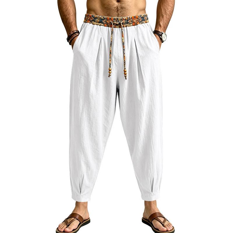 Men S Loose Color Block Casual Wide Leg Tapered Fit Large Size Long Pants S