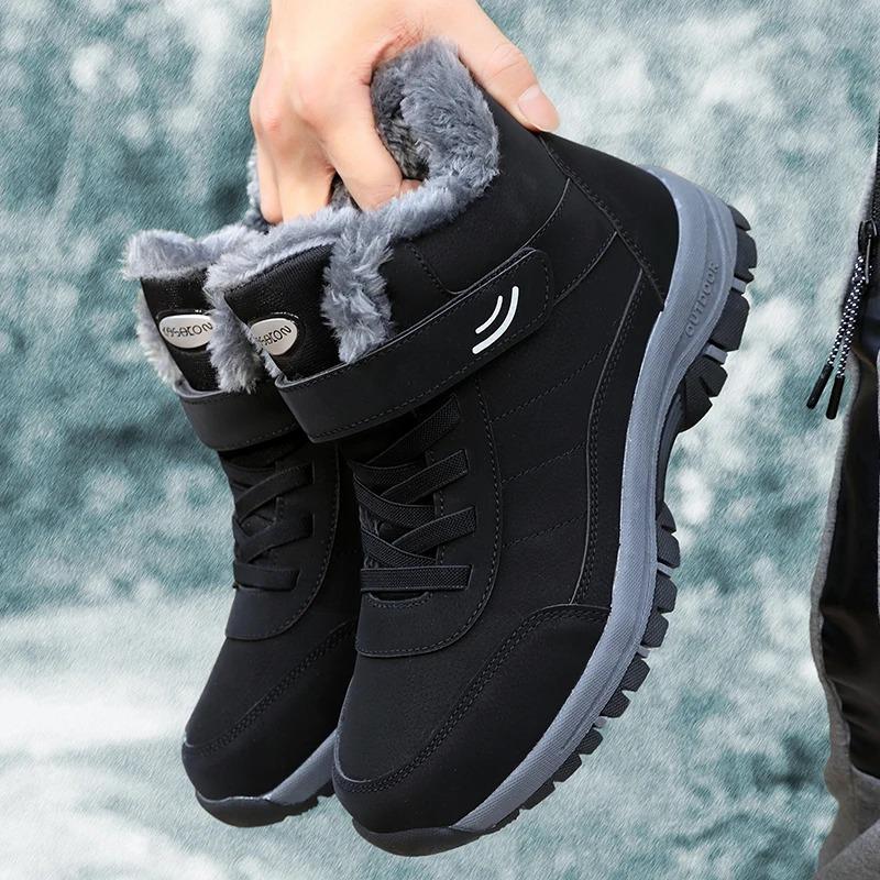 Winter Snow Boots Women Shoes Warm Breathable Hiking Shoes Women Anti-slip Flat Bottom Ankle Boots Short Plush Men Shoes Women
