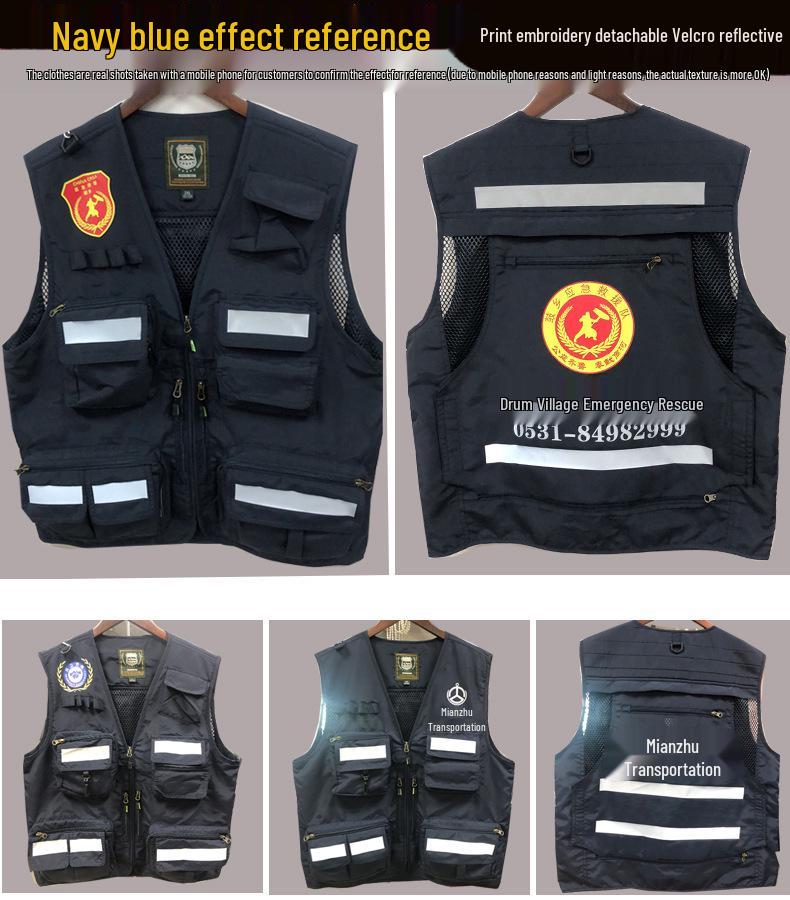 Custom Emergency Rescue Reflective Vest with Logo for Red Cross, Volunteer, and Communication Liaison