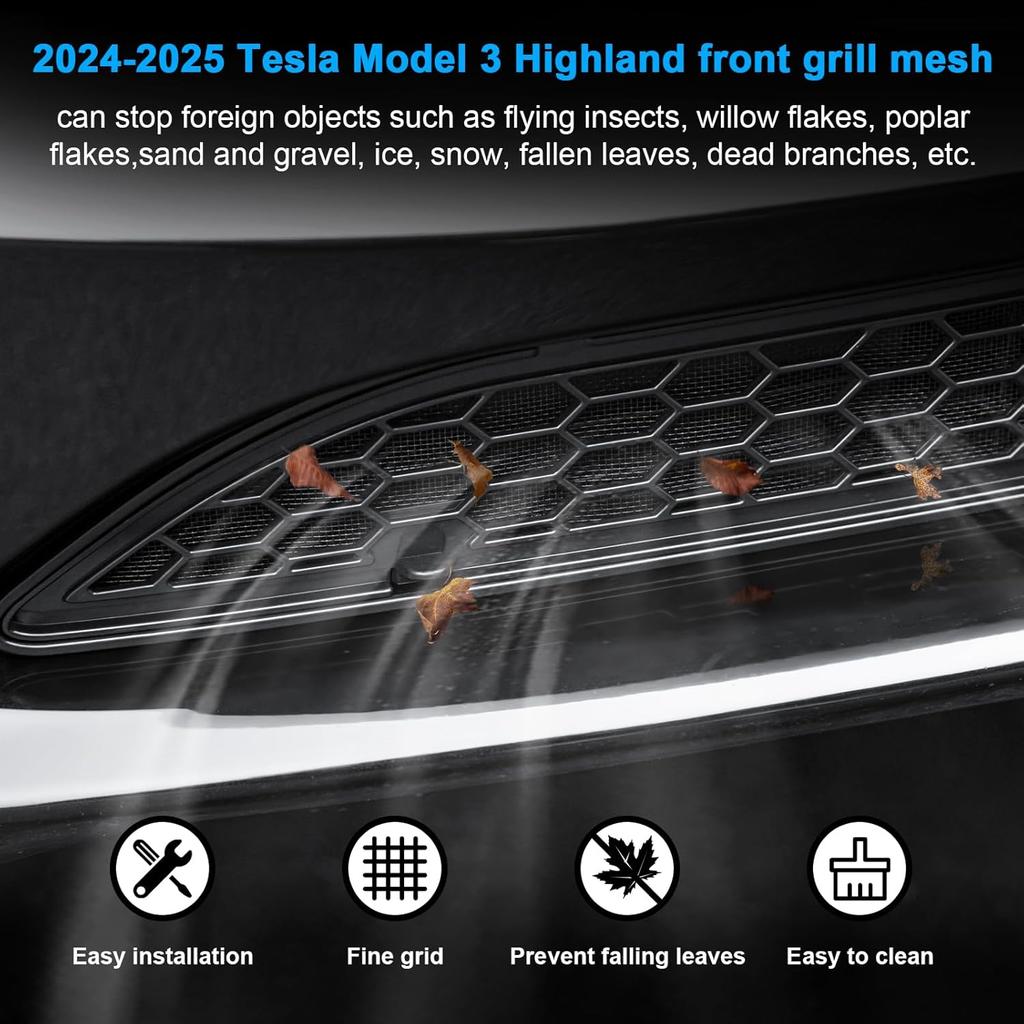 Grille Mesh Erts For New Tesla Model 3 Highland Front Air Inlet Vent Grille Cover Replacement For Tesla Model 3 2024 2025 Accessories (Not Fit With