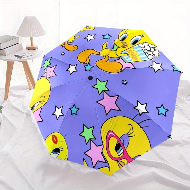 

Disney Tweety Bird,Stars,Popcorn Manual Opening and Closing Umbrella, 8-Rib Reinforced Folding Design, Lightweight