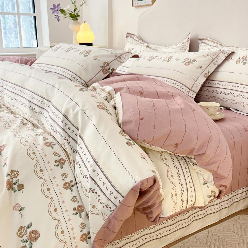 100% Cotton Luxury Floral Duvet Cover Set Boys Girls Single Comforter Cover Vintage Blue Plant Pattern Bedding with Pillowcase