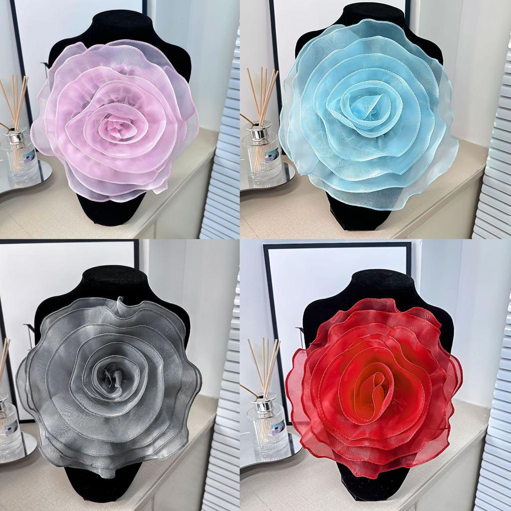 Solid Color Three-Dimensional Flower Corsage Accessories Simulated Flower Decoration Material Eugen Yarn Lace Cloth Sticker Accessories