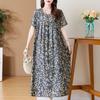Abiti eleganti taglie forti per donna Abito lungo vintage a maniche corte allentato casual