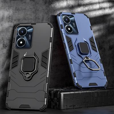 Peatkop Shockproof Armor Case for VIVO Y02S Y77 5G Silicone +PC Metal Ring Stand Phone Back Cover for VIVO Y77 5G Y02S