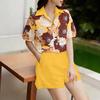 ZANZEA Women Short Sleeve Floral Blouse and Shorts Summer Two Piece Suit Sets