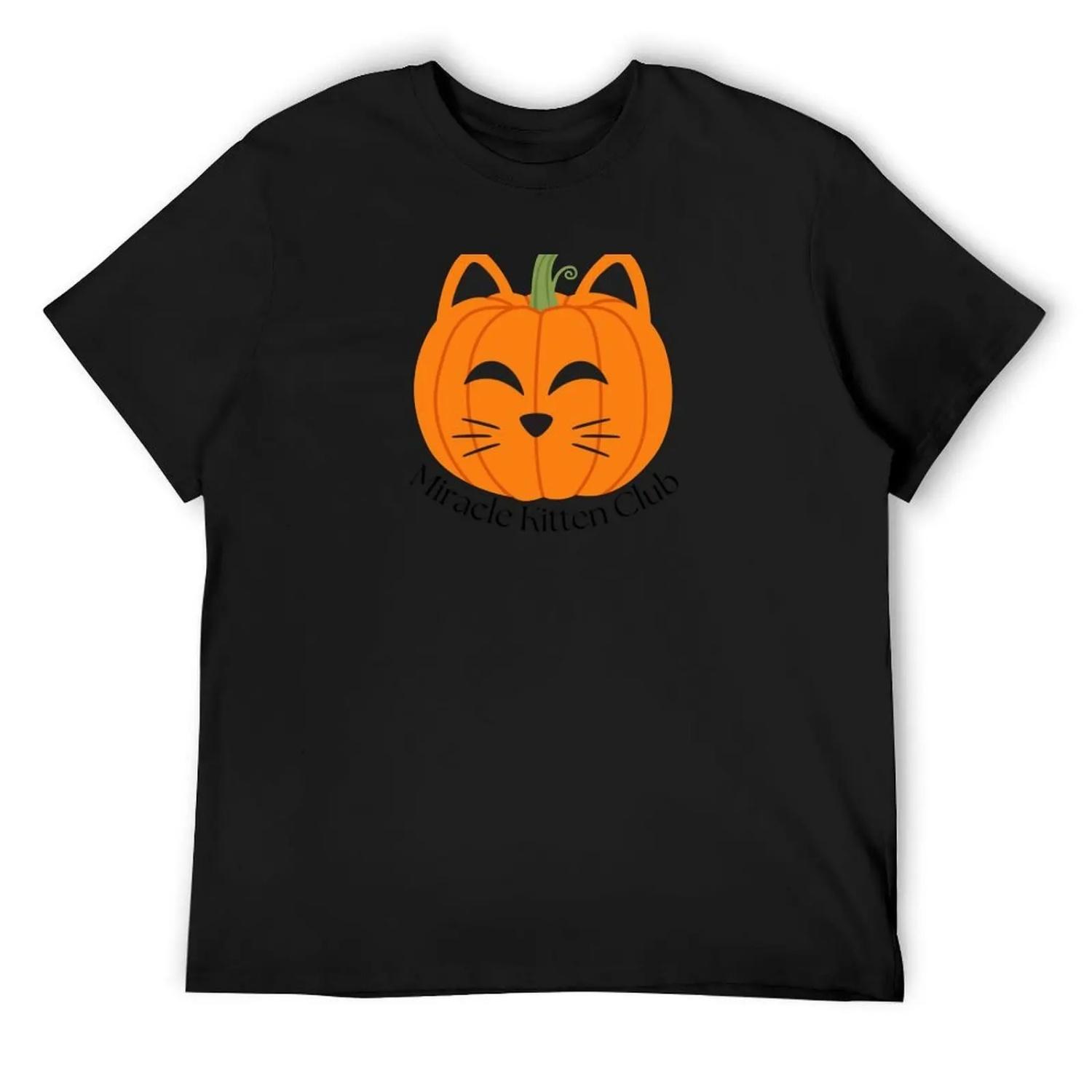 Cat O Lantern T-Shirt summer top street wear clothes graphic tee shirt mens plain t shirts S