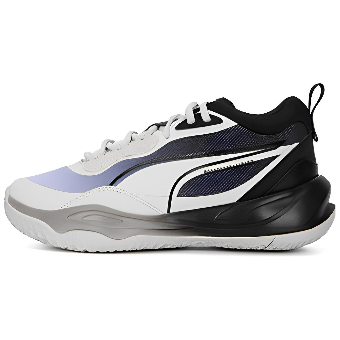 PUMA Playmaker Fade Basketball Shoes  White Black  Men s 389328-02 EU 36