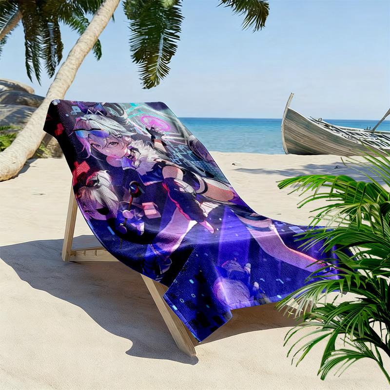 Honkai Silver Wolf 2D Flat Print Beach Towel, Large Soft Quick Dry Towel for Beach Camping Swimming.NSTJ0928267
