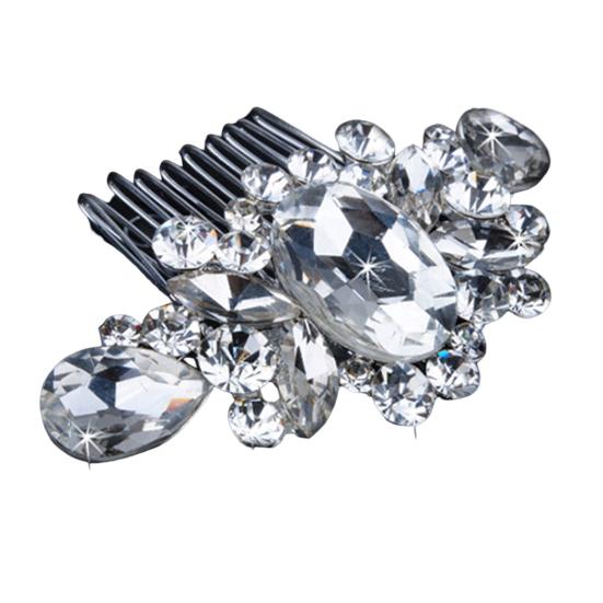 Women's Wedding Flower Rhinestone Faux Pearl Hair Clip Bridal Hair Comb Jewelry