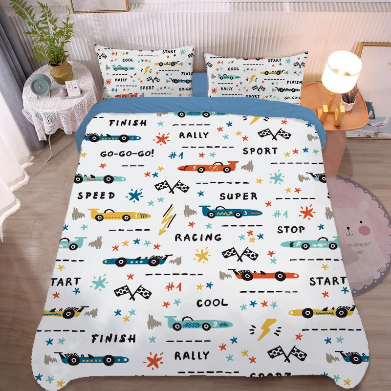 Cartoon Car bedding set Truck Excavator Duvet Cover Set Large Colorful Car Bedding for Toddlers Kids Teens King Size Quilt Cover