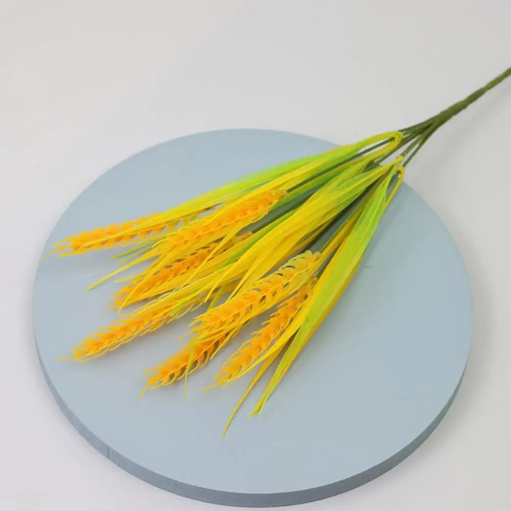 Yellow Flower Artificial Wheat Ears Rice Plant Bouquet 7 Forks Fake Plants  Office Hotel Decor