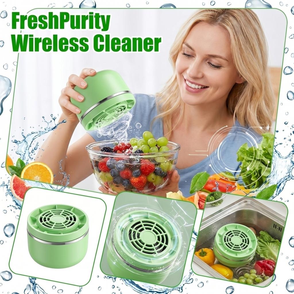 Portable Automatic Vegetable and Fruit Washer Wireless Rotating Purifier Household Ultrasonic Cleaning Machine for Kitchen Use