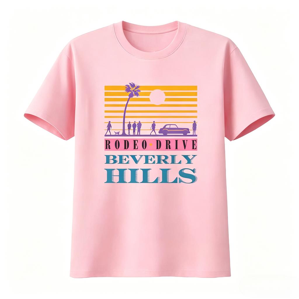 Vintage 80s Style Beverly Hills Rodeo Drive Print T Shirt for Unisexs Clothing Women Stylish Casual Soft 2026 Summer New T Shirt