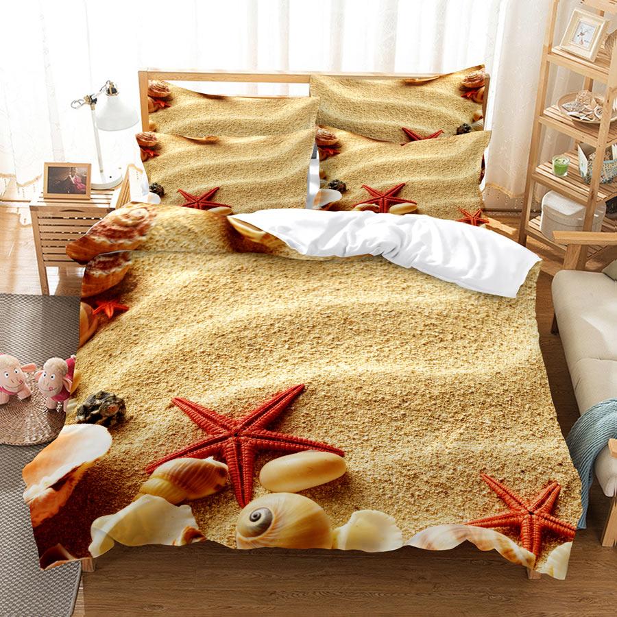 3D HD ložní souprava Queen Povlak na přikrývku Povlak na polštář Povlečení USA King Twin Full Double Single Bed Seaside Coconut Tree