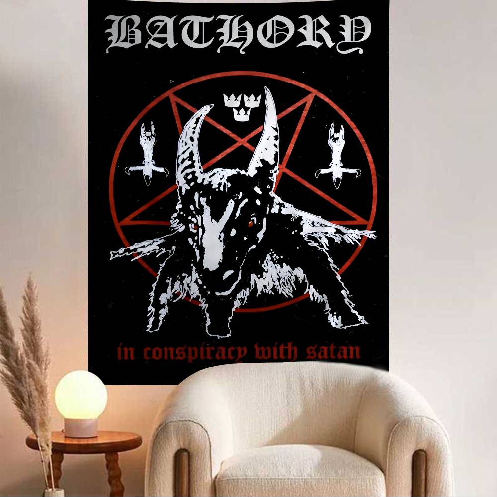 Bathory Quorthon Retro Heavy Metal Music Band Singer Printed Large Wall Tapestry Wall Hanging Decoration Household Decor Blanket