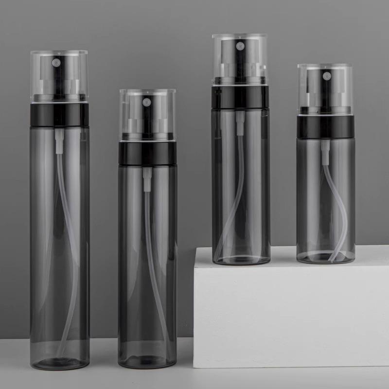 Portable Translucent Black Ultra-Fine Mist Spray Bottle for Toner or Alcohol - Travel-Size Facial Hydration Solution