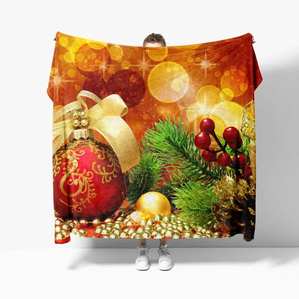 Christmas Theme Flannel Throw Blanket Christmas Tree Snowflake Pattern for Couch Bed Sofa Festival Gift for Boy Girl Lightweight