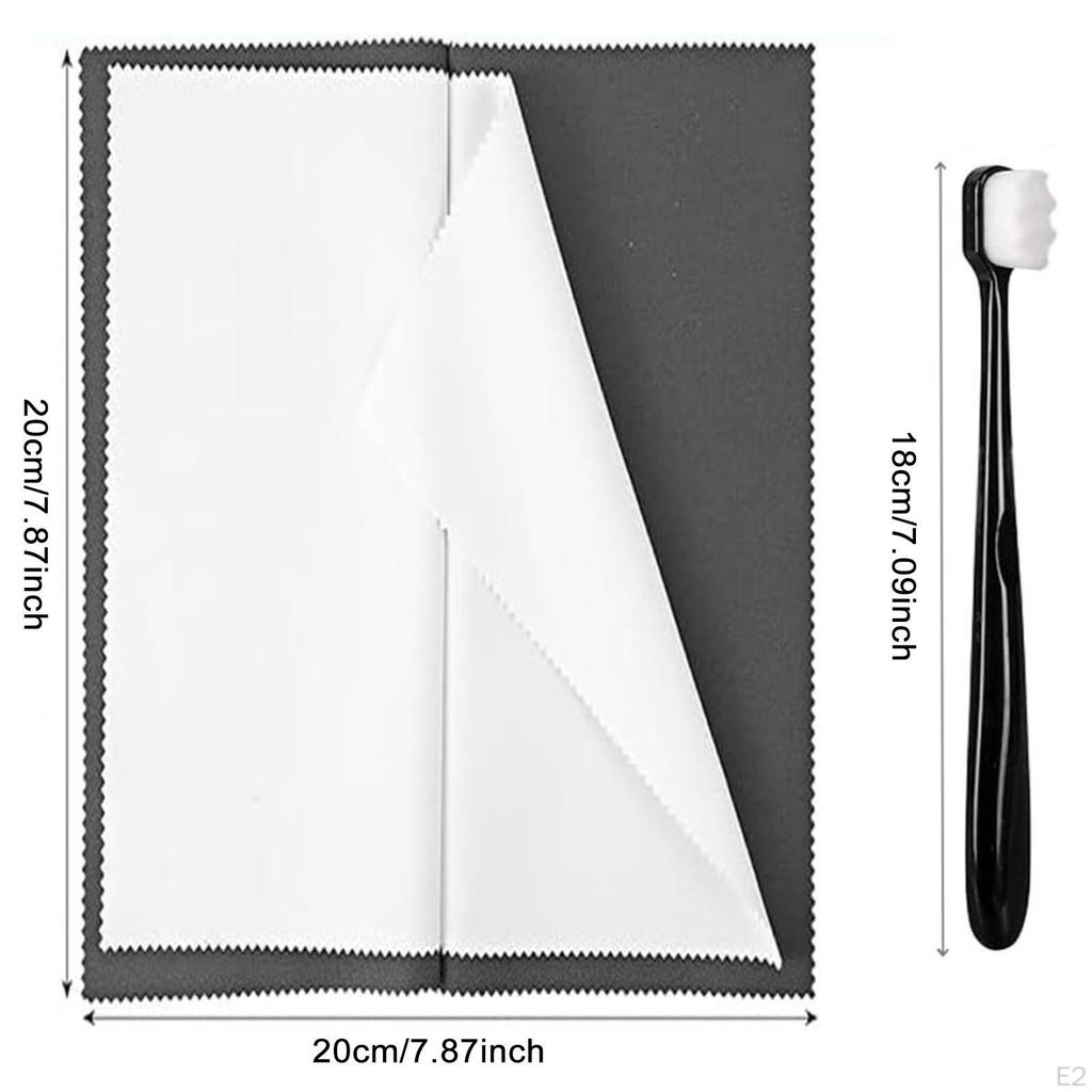 Jewelry Cleaning Cloth Jewellery Cleaner Kit Keeps Shining Compact with 2 Brush Double Sided for