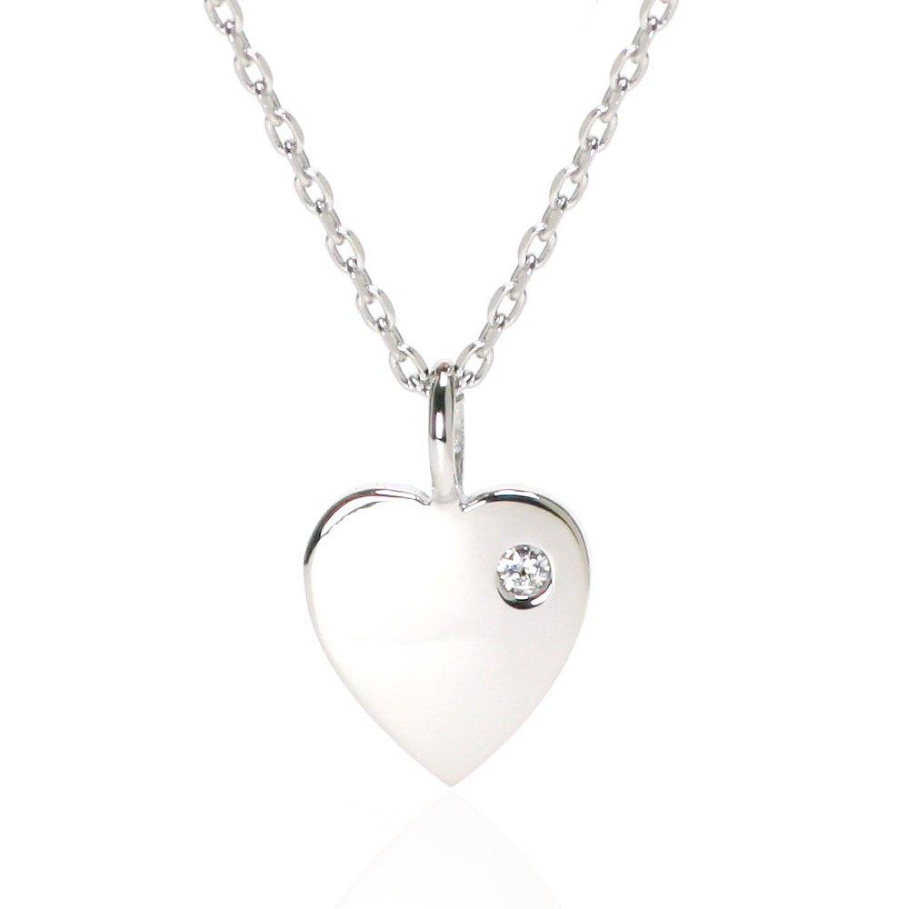 Cloud-Jewelry PLN-3 Simple Heart Heart-Shaped Plate Pendant Women s Necklace [Wooden Gift Box Included] Sterling Silver 925 pln-3