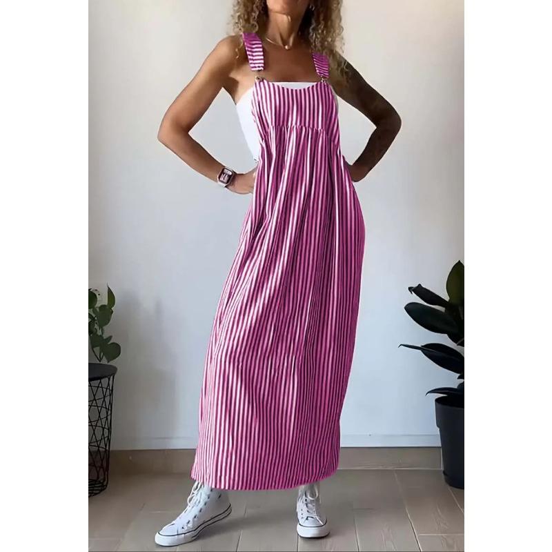 Damen Sommermode Gestreiftes Hosenträgerkleid