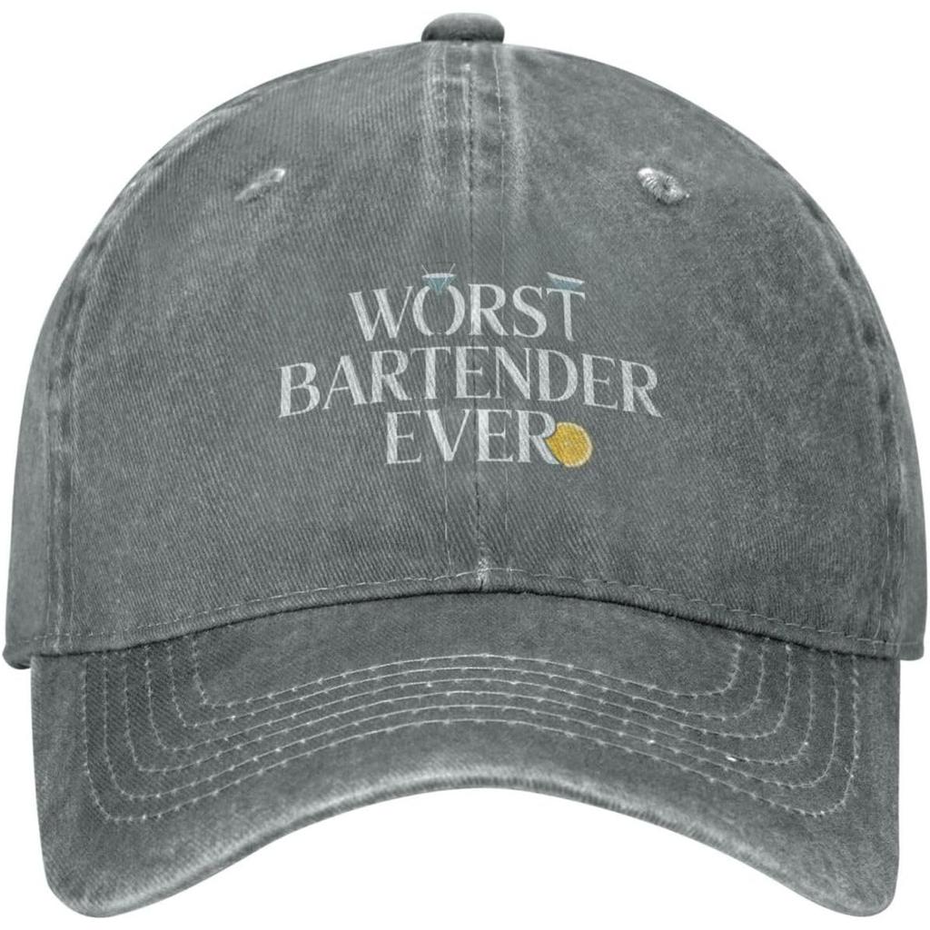 Worst Bartender Ever Funny Baseball Cap Distressed Cotton Casual Hat for Adults