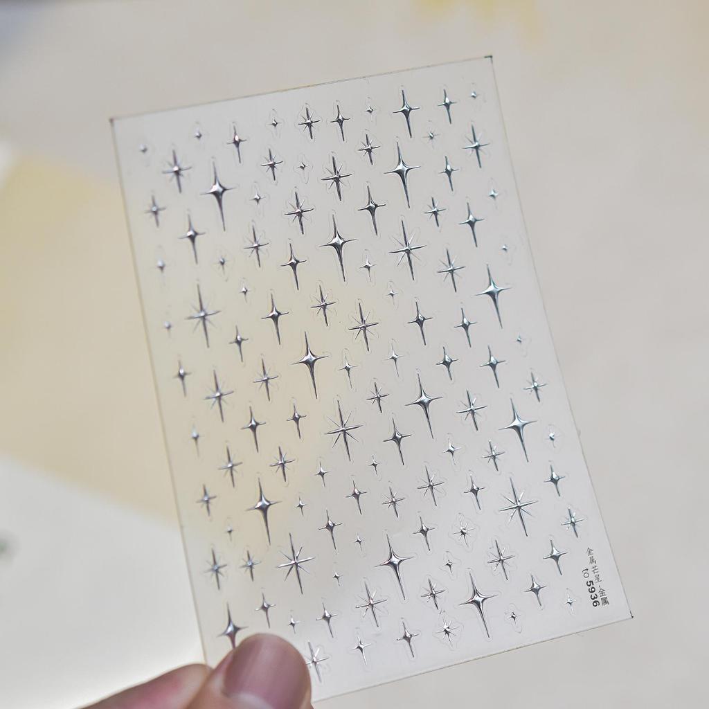 Tomoni Iridescent Star Embossed Nail Stickers - Colorful & Fashionable Decor