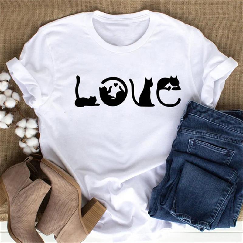Maycaur Cute Paw Women T Shirt Fashion Cat MOM Printed Woman Tops Harajuku Punk O-neck Top Tee Black Shirt T Female T-shirt
