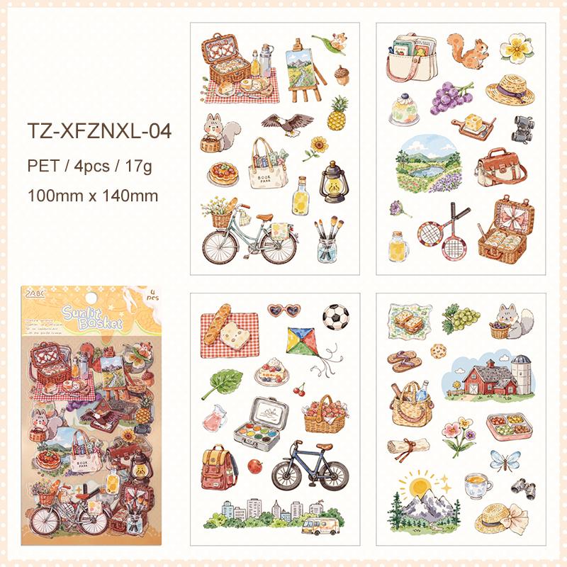 JIANWU Guide To Happiness Series Vintage Plant Flower Picnic Landscape Material Collage PET Sticker Creative Journal Stationery